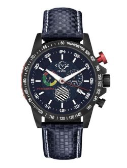 Men's Scuderia Swiss Quartz Chronograph Blue Leather Strap Watch 45mm
