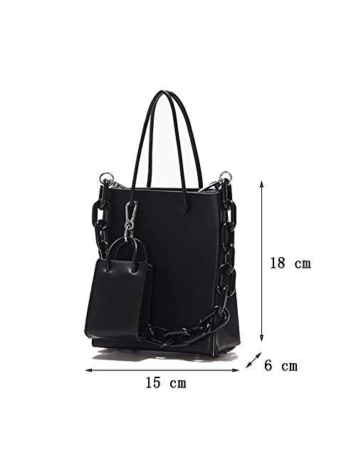 Barabum Acrylic Chain Small Square Bag Handbag Messenger Crossbody with a Mini Bag
