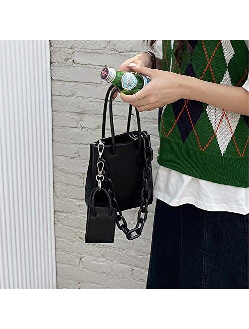 Barabum Acrylic Chain Small Square Bag Handbag Messenger Crossbody with a Mini Bag