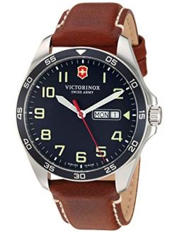 Victorinox Men's Fieldforce Stainless Steel Analog Quartz Watch with Leather Strap, Brown, 21 (Model: 241848)