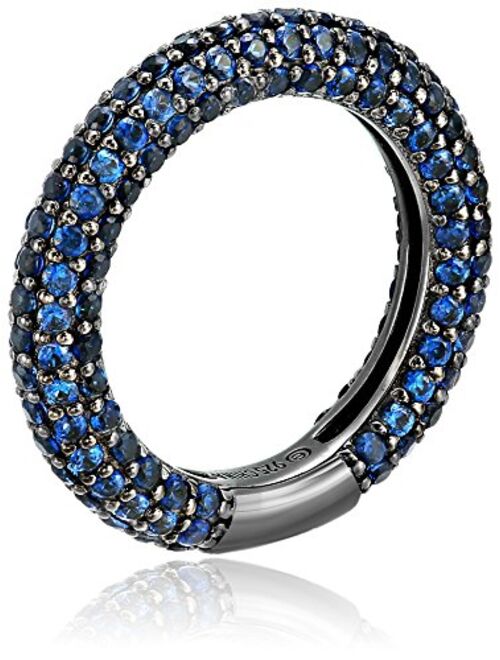 Black Rhodium Plated Sterling Silver Swarovski Created Sapphire All-Around Band Ring