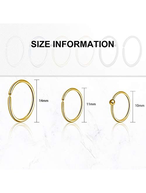 Wssxc Fake Nose Rings Hoop 24 pcs Stainless Steel Faux Ear Nose Septum Ring Clip On Nose Hoop Rings