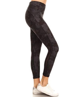 Women's Premium Activewear Tummy Control Athletic Inner Pocket Yoga Leggings & Shorts with Mesh Panel