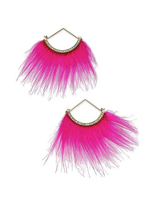 Betsey Johnson xox Trolls Faux-Fur Fan Earrings, Pink & Gold-Tone