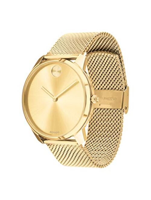 Movado Men's Swiss Quartz Watch with Stainless Steel Strap, Yellow Gold Ion-Plated, 21 (Model: 3600588)