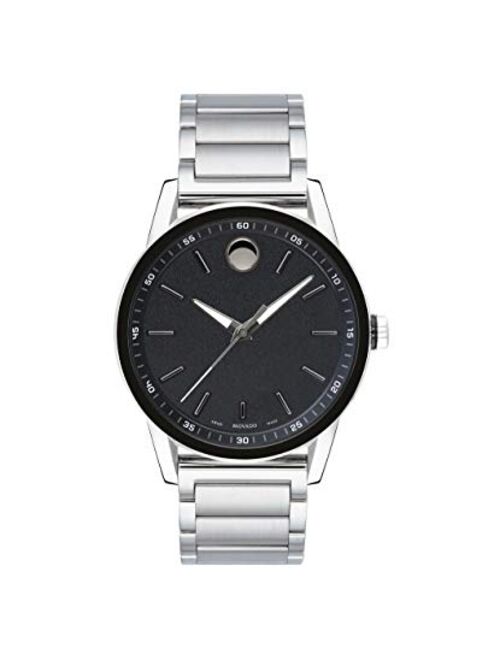 Movado Men's Museum Sport Stainless Steel Watch with a Printed Index Dial, Silver/Black (0607225)