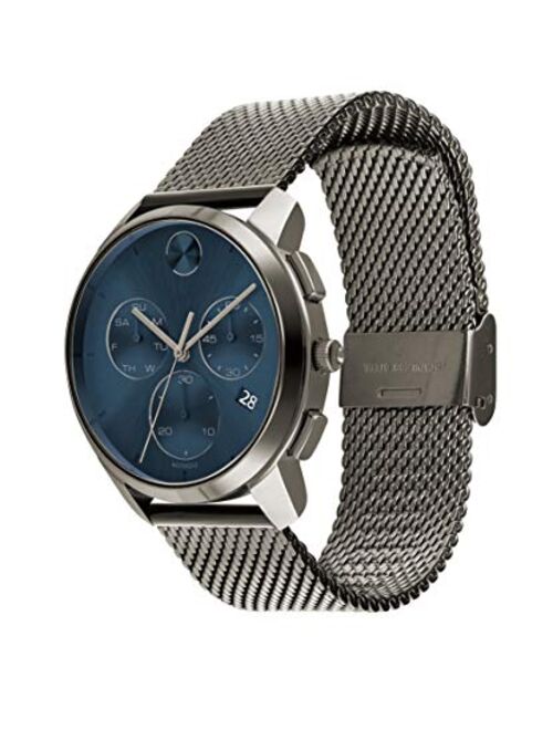 Movado Men's Swiss Quartz Watch with Stainless Steel Strap, Grey Ion-Plated, 21 (Model: 3600721)