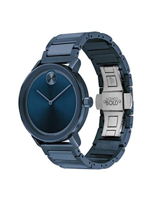 Movado Men's Swiss Quartz Watch with Stainless Steel Strap, Blue, 21 (Model: 3600510)
