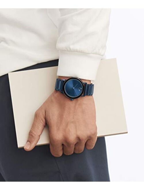 Movado Men's Swiss Quartz Watch with Stainless Steel Strap, Blue, 21 (Model: 3600510)