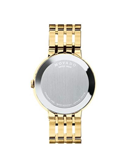 Movado Men's Esperanza Yellow Gold Watch with a Concave Dot Museum Dial, Gold/Black (Model 607059)