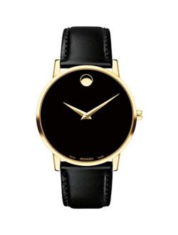Men's Museum Yellow Gold Watch with Concave Dot Museum Dial, Gold/Black Strap 40 mm (Model 607271)