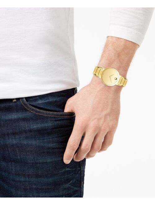 Movado Men's Swiss Sapphire Gold-Tone PVD Stainless Steel Bracelet Watch 39mm