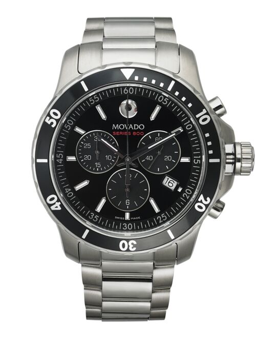 Movado Men's Swiss Chronograph Series 800 Performance Steel Bracelet Diver Watch 42mm