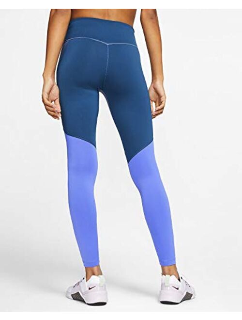 NIKE WOMEN'S ONE MID-RISE COLORBLOCK TRAINING TIGHTS