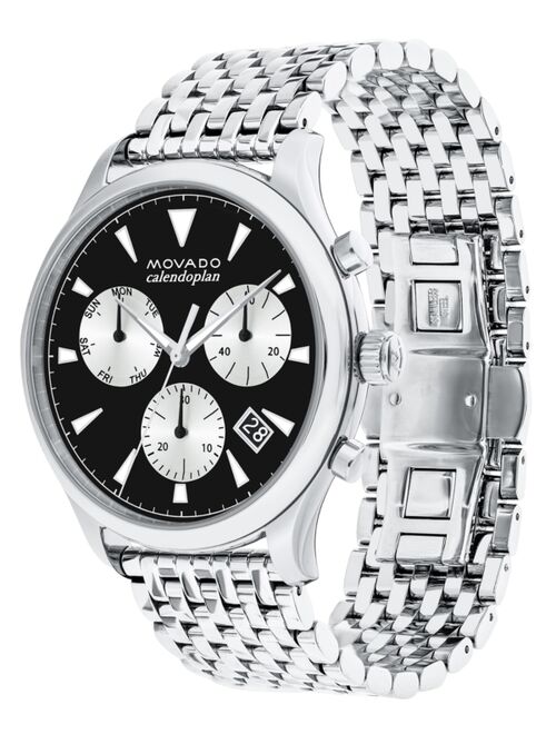 Movado Men's Swiss Chronograph Heritage Stainless Steel Bracelet Watch 43mm 3650014