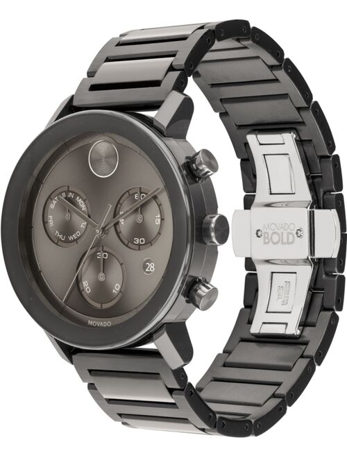 Movado Men's Swiss Chronograph Bold Evolution Gray Ion-Plated Steel Bracelet Watch 42mm, First at Macy's