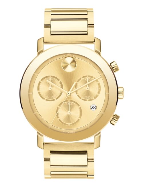 Movado Men's Swiss Chronograph Bold Evolution Gold Ion-Plated Steel Bracelet Watch 42mm, a Macy's Exclusive Style