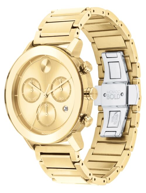 Movado Men's Swiss Chronograph Bold Evolution Gold Ion-Plated Steel Bracelet Watch 42mm, a Macy's Exclusive Style