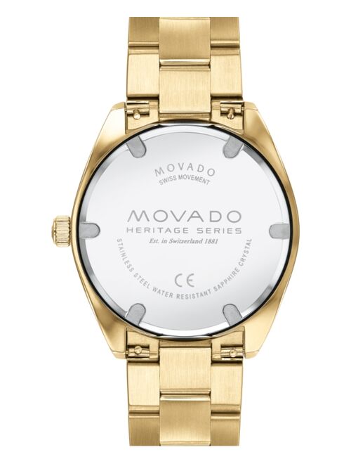 Movado Men's Swiss Heritage Gold Ion-Plated Stainless Steel Bracelet Watch 39mm