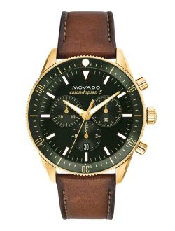 Men's Swiss Chronograph Heritage Series Calendoplan Cognac Leather Strap Watch 42mm Style #3650062