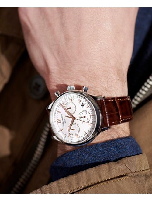 Movado Men's Swiss Chronograph Circa Heritage Brown Croco Leather Strap Watch 43mm