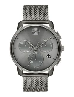 Men's Swiss Chronograph Bold Gray Ion-Plated Stainless Steel Mesh Bracelet Watch 42mm