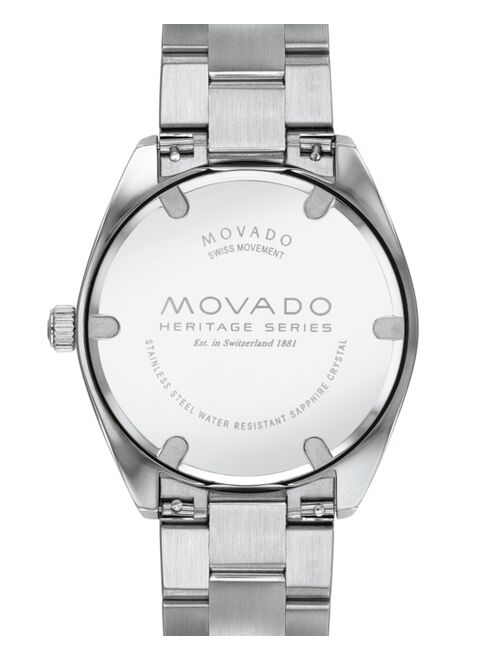 Movado Men's Swiss Heritage Series Datron Stainless Steel Bracelet Watch 39mm Style #3650056
