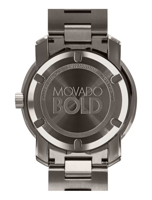 Movado Men's Swiss Bold Gray Ion-Plated Stainless Steel Bracelet Watch 43mm 3600259