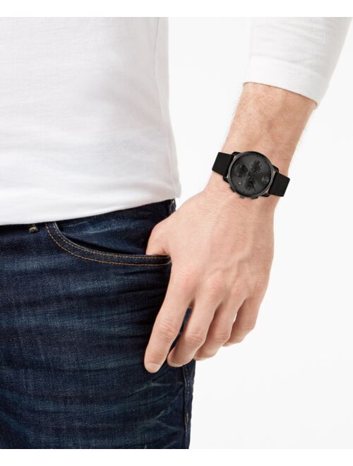 Movado Men's Swiss Chronograph Bold Black Leather Strap Watch 42mm