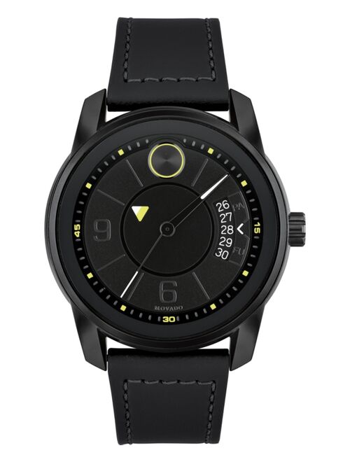 Movado Men's Swiss Bold Black Leather Strap Watch 42mm, Created for Macy's