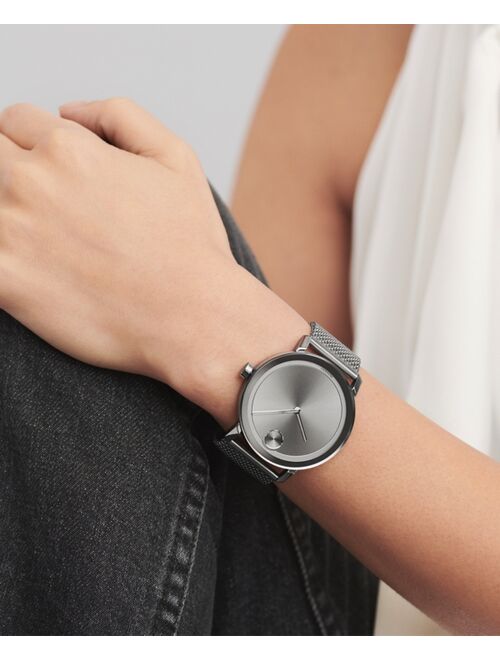 Movado Men's Swiss BOLD Evolution Gray Stainless Steel Mesh Bracelet Watch 40mm