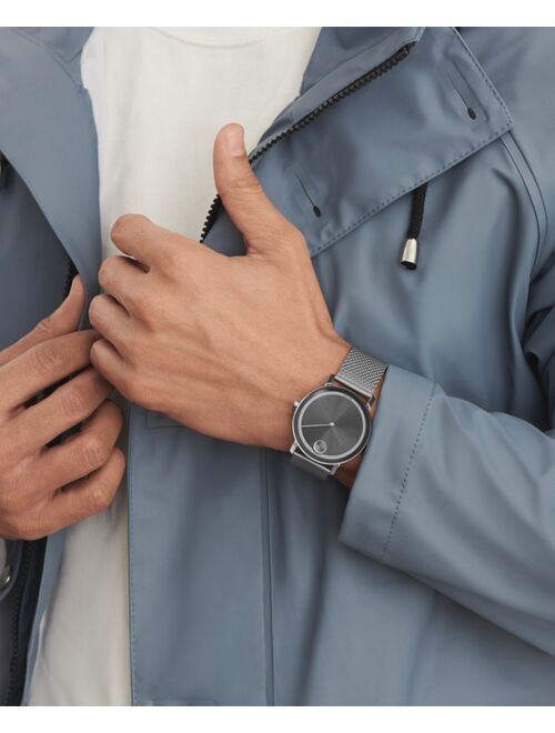 Movado Men's Swiss BOLD Evolution Gray Stainless Steel Mesh Bracelet Watch 40mm