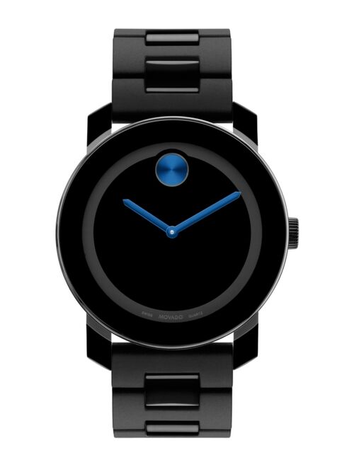 Movado Unisex Swiss Bold Large Black TR90 Polyurethane Bracelet Watch 42mm 3600099