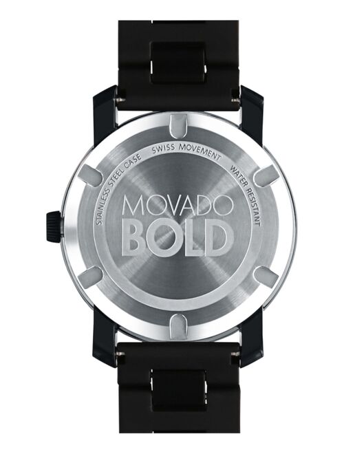 Movado Unisex Swiss Bold Large Black Polymer Bracelet Watch 42mm 3600047
