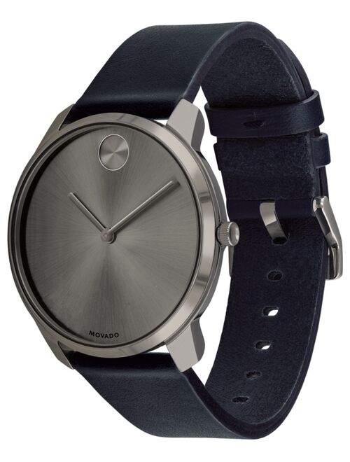 Movado Men's Swiss BOLD Blue Nappa Leather Strap Watch 42mm