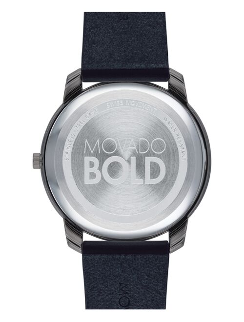 Movado Men's Swiss BOLD Blue Nappa Leather Strap Watch 42mm