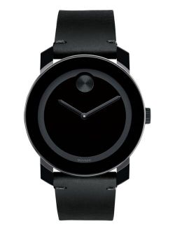 Men's Swiss Bold Black Leather Strap Watch 42mm 3600306