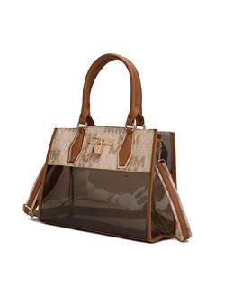 MKF Satchel Bag for Women PU Leather & Clear Transparent Handbag Pocketbook Purse Crossbody Shoulder Strap
