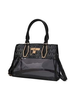 MKF Satchel Bag for Women PU Leather & Clear Transparent Handbag Pocketbook Purse Crossbody Shoulder Strap