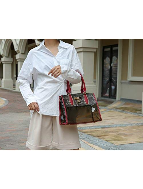 MKF Collection MKF Satchel Bag for Women – PU Leather & Clear Transparent Handbag Pocketbook Purse – Crossbody Shoulder Strap