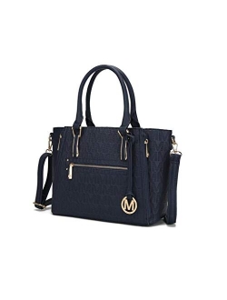 MKF Crossbody Shoulder Bag for Women PU Leather Top Handle Pocketbook Roomy Tote Satchel Handbag Purse M Charm