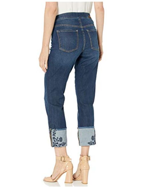 Jag Jeans Women's Lewis Straight Pull on Crop W/Embroidered Cuff