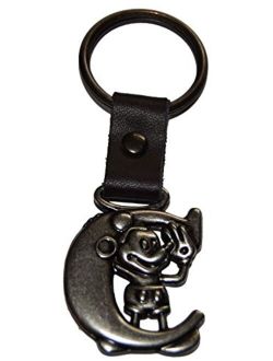 Authentic Disney Mickey Mouse Letter C Pewter Keychain (Key Ring)+ Free Disney Stickers