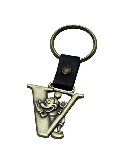 Disney Mickey Mouse Letter V Brass Key Chain