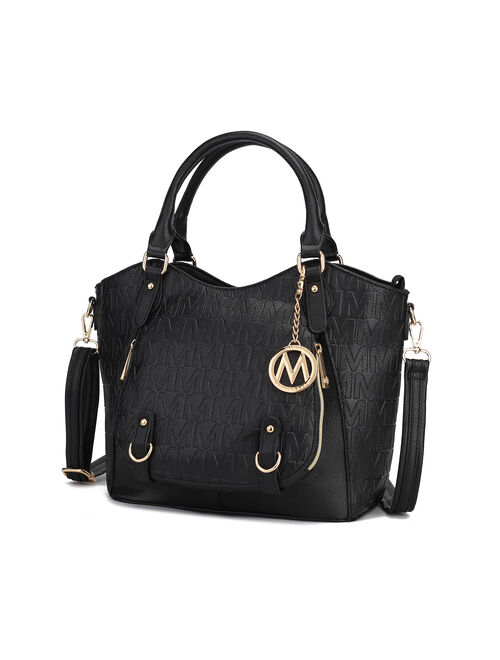 MKF Collection Fula Signature Satchel Bag by Mia K. - Black Embossed