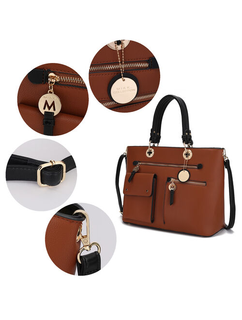 MKF Collection Julia Satchel with Cosmetic Pouch by Mia k. - Chocolate Beige