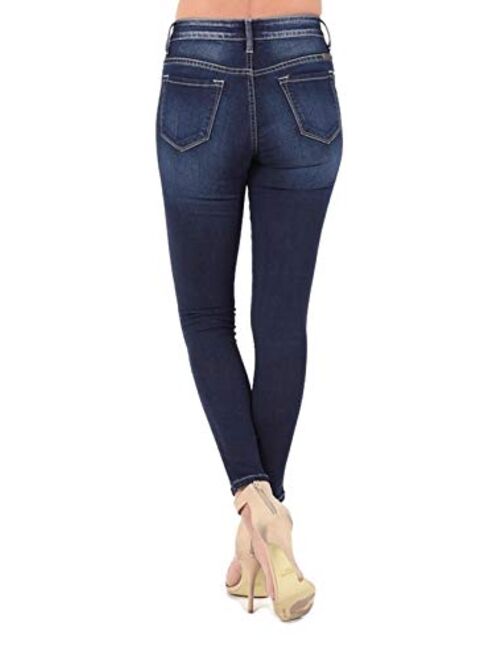 Kan Can Women's Mid Waist Skinny Fit Denim Jeans