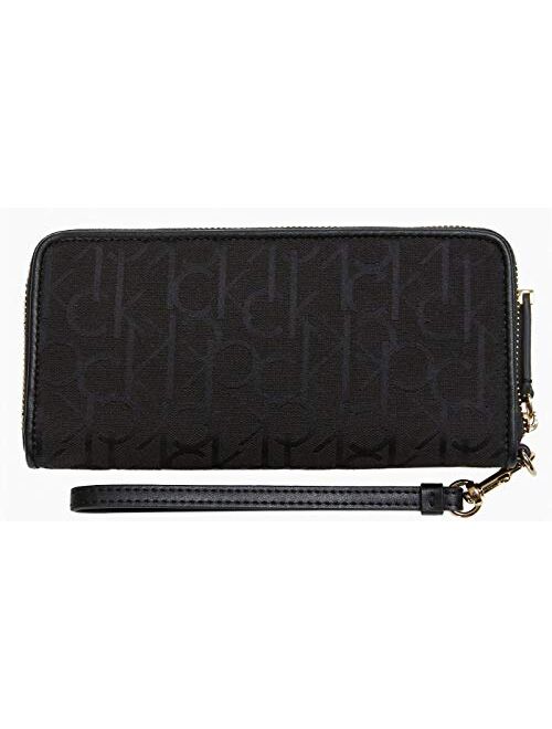 Calvin Klein Monogram Jacquard Zip Around Wallet Clutch Bag