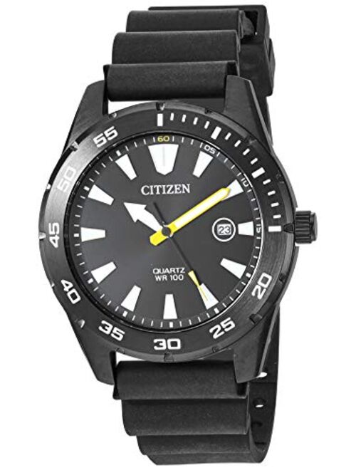 Citizen Men's Stainless Steel Japanese Quartz Polyurethane Strap, Black, 22 Casual Watch (Model: BI1045-13E)
