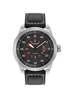 Eco-Drive Men's AW1361-01E Sport Stainless Steel Watch with Leather Band